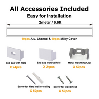 AC07 U-Shaped Square Aluminum Channel 3.3FT/1M and 6.6FT/2M For Max 16mm LED Strip Lights Pack of 10 and 20
