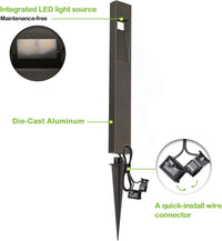 ALP24 4-Pack 2W 48LM Landscape Pathway Light, Matte Black 3000K Warm White Integrated LED Walkway Light, Die-Cast Aluminum, ETL Listed