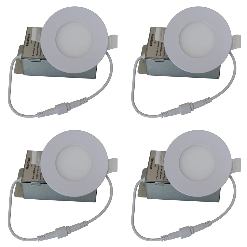 3" Trim LED Recessed Lighting, 4x/8x/12x Package 3CCT 3000K/4000K/5000K, Slim Round, Dimmable LED Ceiling Light