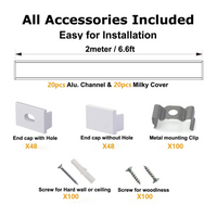 AC07 U-Shaped Square Aluminum Channel 3.3FT/1M and 6.6FT/2M For Max 16mm LED Strip Lights Pack of 10 and 20