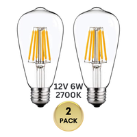 E26 6W 12V-36V 2700K/3000K/6000K AC/DC LED Filament Edison Bulbs Package Dimmable Energy Saving Low Voltage Light Bulb