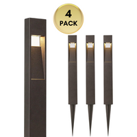 ALP24 4-Pack 2W 48LM Landscape Pathway Light, Matte Black 3000K Warm White Integrated LED Walkway Light, Die-Cast Aluminum, ETL Listed