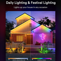 SLNR06 Dotless COB Smart Wi-Fi RGBAICW 1.45W/ft Neon LED Strip Light DC24V IP65 Outdoor Rated Dimmable Low Voltage Silicone Strip Light with Mounting Clips, Screws, Power Adapter and Remote Control