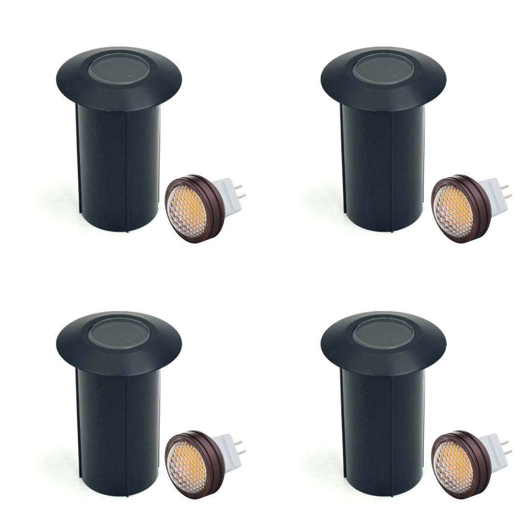Outdoor Landscape Lighting LED 12V Low Voltage UNBP07 Mortirolo Brass / Stainless Steel In-Ground Well Light 4x/8x/12x MR8 2.5W Dimmable 2700K Package Low Voltage Outdoor Lighting Black Brass 4 Pack
