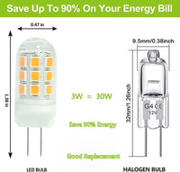5 Pack G4 3W Bi Pin 3000K/6000K LED Ceramic Capsule 120V Line Voltage Bulb Energy Efficient Light