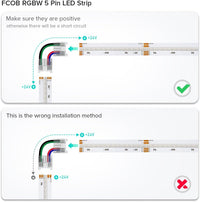 5-Pack SLD 5-Pin Low-Voltage for RGBW COB Dotless Strip Light Connectors 12mm