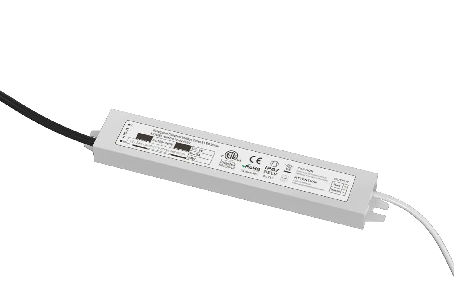 LED Driver Power Supply DC9V 24W Low Voltage Transformer IP67 for LED Address Numbers Supports Up to 5 Lighted House Numbers