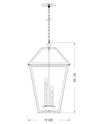 Talbot 579CHXLX 4 Lights Outdoor Chain Mount Ceiling Hanging Pendant Fixture 19.5