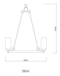Marlow 589-6BK 6 Lights Outdoor Chandelier Ceiling Fixture 27.5