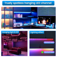AC15 Spotless Aluminum Channel with Hanging Wire 3.3FT/1M For Max 17mm Width LED Strip Lights Pack of 5 and 10