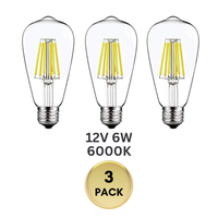 E26 6W 12V-36V 2700K/3000K/6000K AC/DC LED Filament Edison Bulbs Package Dimmable Energy Saving Low Voltage Light Bulb