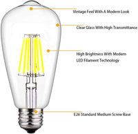 E26 6W 12V-36V 2700K/3000K/6000K AC/DC LED Filament Edison Bulbs Package Dimmable Energy Saving Low Voltage Light Bulb