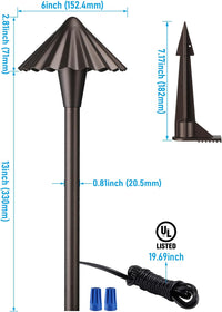 CDPAL04 Ombrello Ondulato LED Landscape 3CCT Pathway Lights, 3000K/4000K/5000K, 5W 12-24V AC/DC Low Voltage Oil-Rubbed Bronze Hexagonal Outdoor Landscape Lighting