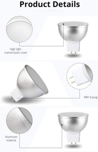 MR16 RGBCW 2700K-6000K 5W Smart WIFI LED Light Bulb, Energy Saving Color Changing 12V Outdoor LED Bulb Compatible with Alexa, Google Assistant, and Siri