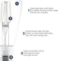 E26 ST19 4.5W Filament 12-Pack 120V Line Voltage 5CCT 2700K/3000K/3500K/4000K/5000K Bulbs Package Dimmable CRI90 Energy Saving High Voltage Medium Base Light Bulb