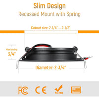 CBA10 8 Pack 2.5W Round Recessed Cast Aluminum Cabinet Light Energy Saving Dimmable LED Downlighting
