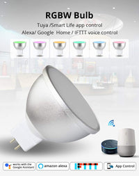 MR16 RGBCW 2700K-6000K 5W Smart WIFI LED Light Bulb, Energy Saving Color Changing 12V Outdoor LED Bulb Compatible with Alexa, Google Assistant, and Siri
