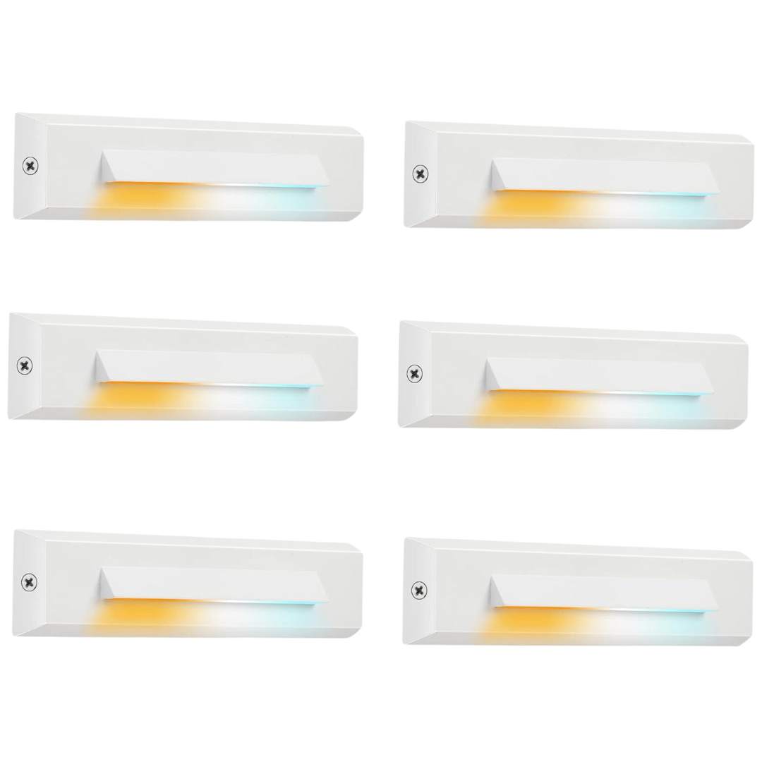 STLA07 6 Pack 12V Low Voltage 3CCT 2700K/4000K/6000K LED Aluminum Step Lights Outdoor, 2.5W Accent Lighting Fixtures