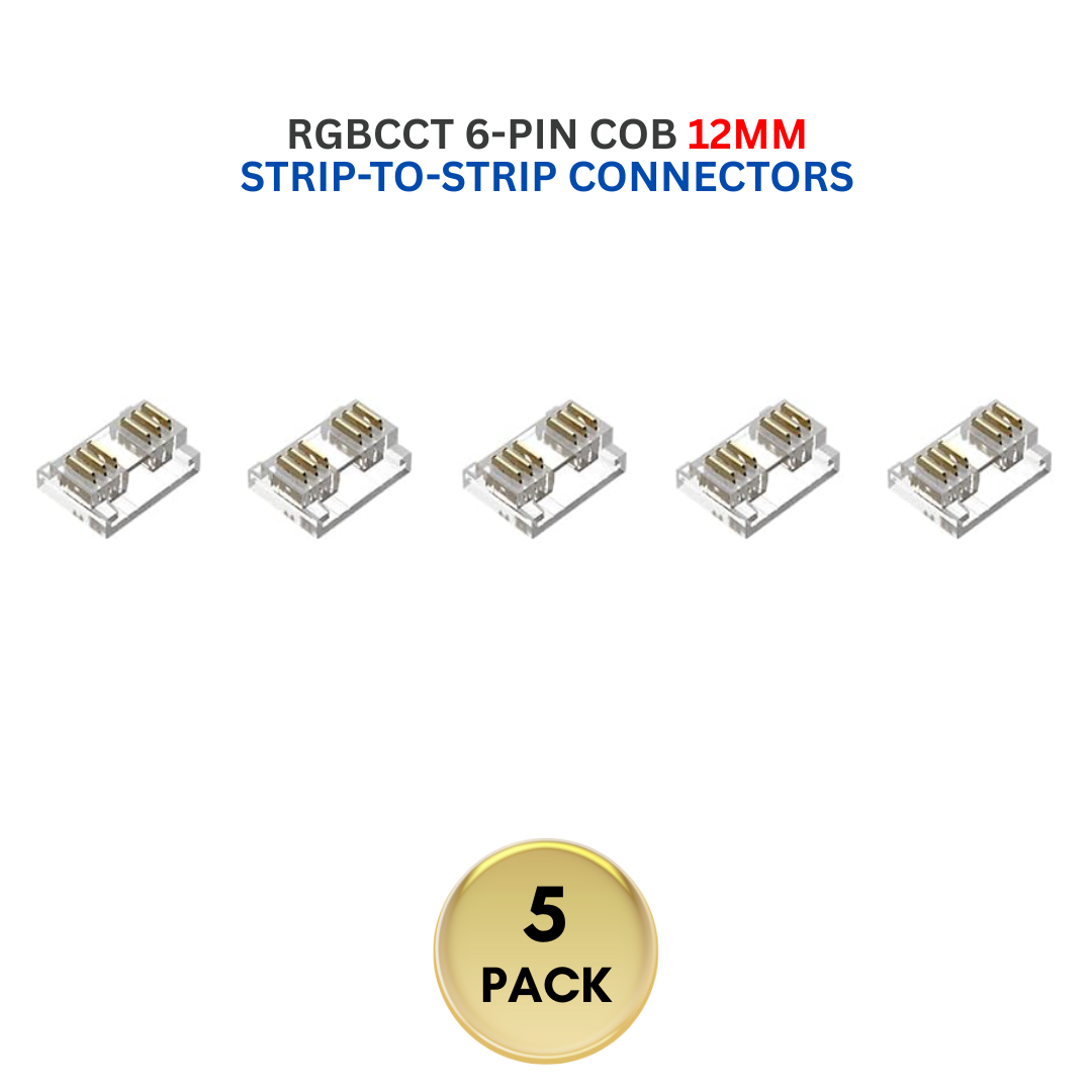 5-Pack SLD 6-Pin Low-Voltage for RGBCCT COB Dotless Strip Light Connectors 12mm