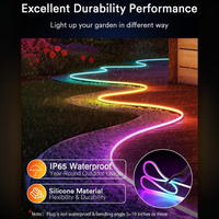 SLNR06 Dotless COB Smart Wi-Fi RGBAICW 1.45W/ft Neon LED Strip Light DC24V IP65 Outdoor Rated Dimmable Low Voltage Silicone Strip Light with Mounting Clips, Screws, Power Adapter and Remote Control