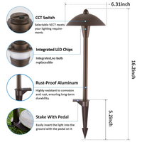 ALPCC10 6-Pack 5W Selectable 5CCT 2200K/2700K/3000K/4000K/5000K LED Landscape Bronze Pathway Light Package, 12V-24V AC/DC Low Voltage Path Lights