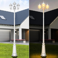 PLH02 Classic Black or White Aluminum 3-Head Post Light 92.5