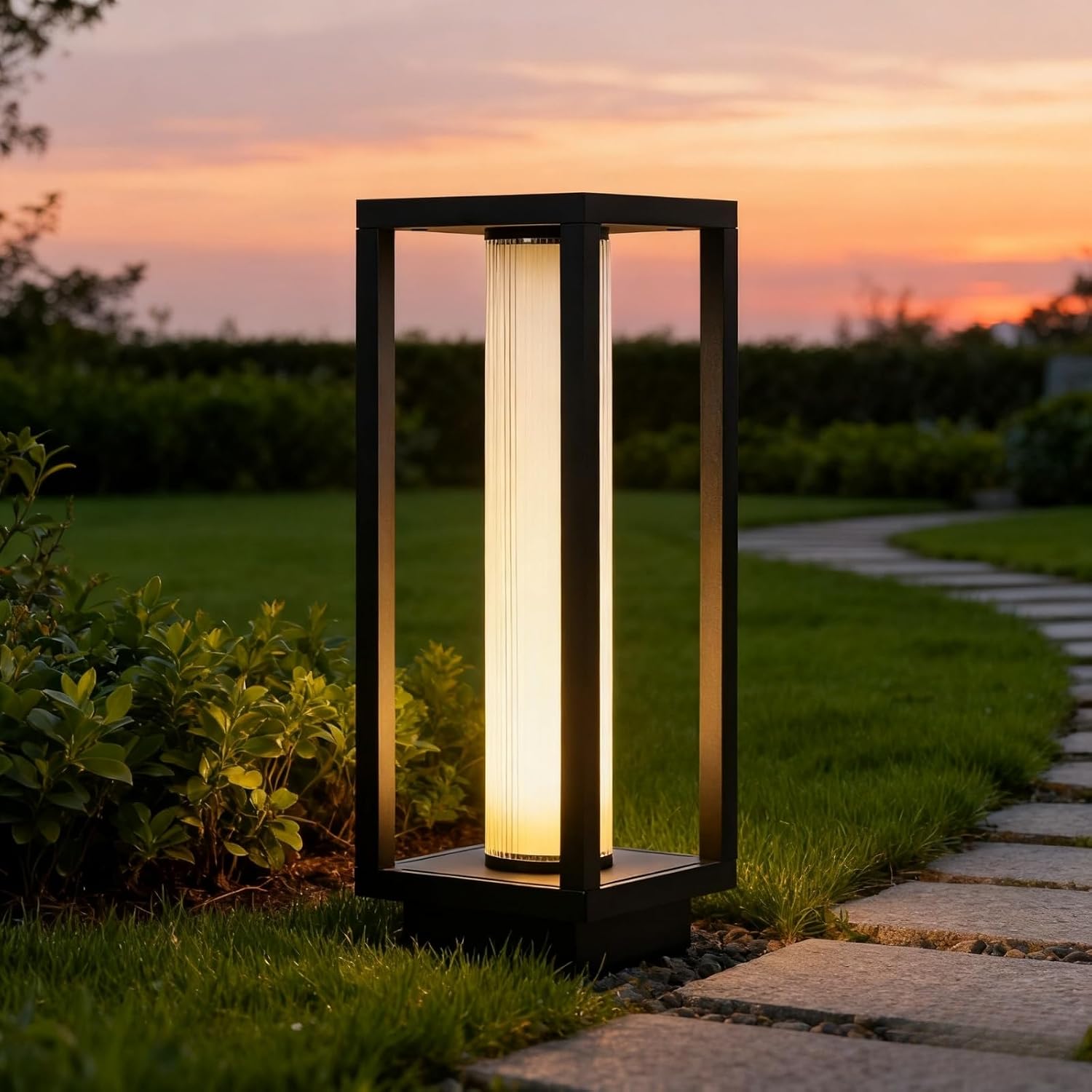 CPLA15 DC12V Low Voltage Integrated 10W 15" LED 3000K Outdoor Aluminum Ribbed Area Path Light Bolted Mount Base IP65 Waterproof
