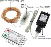 Fairy Lights LED 4.5V Low Voltage Dimmable Copper Wire Starry String Lights 2700K or 5000K IP65 Waterproof with Remote Control and Adapter