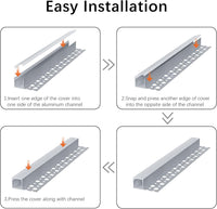 AC04 Plaster-In Drywall Trimless Recessed Track Aluminum Channel 3.3FT/1M and 6.6FT/2M a For Max 13mm LED Strip Lights Pack of 10