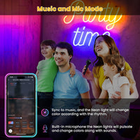SLNR08 Dotless COB Smart Bluetooth RGB-IC Neon LED Strip Light DC24V IP67 Outdoor Rated Dimmable Low Voltage Silicone Strip Light with Mounting Clips, Screws, Power Adapter and Remote Control