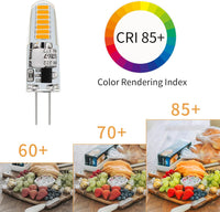 10 Pack 120V Line Voltage G4 1.2W Bi Pin 3000K/6000K LED Silicone Capsule Bulb Energy Efficient Light