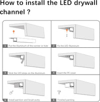 AC04 Plaster-In Drywall Trimless Recessed Track Aluminum Channel 3.3FT/1M and 6.6FT/2M a For Max 13mm LED Strip Lights Pack of 10