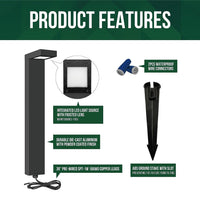 ALPR19 4-Pack 3W RGBCW Bluetooth Smart LED Landscape Pathway Light Package, 9-15V Low Voltage Modern Path Lights