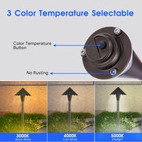 CDPAL04 Ombrello Ondulato LED Landscape 3CCT Pathway Lights, 3000K/4000K/5000K, 5W 12-24V AC/DC Low Voltage Oil-Rubbed Bronze Hexagonal Outdoor Landscape Lighting