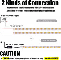 SL15 Ultra Bright Single-Color 3000K/4000K/5000K LED Dimmable Strip Light, 7.31W/ft 16.4ft SMD 2835 Strip Lights IP65 Waterproof Low Voltage 10mm DC24V Super Bright Tape Light