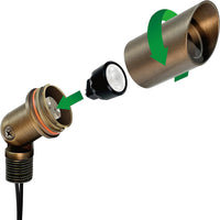 SPBA11 MR8 Mini Brass Spotlight with Fixed Shroud Low Voltage Outdoor Lighting