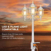 PLH01 Classic Black or White Aluminum 3-Head Post Light 95