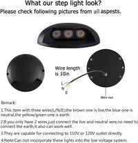 STAH05 120V LED Aluminum Outdoor Step Lights, 3000K Warm White Stair Lighting Package, 3W LED Lights for Step Stair, IP65 Waterproof