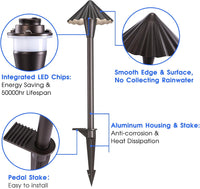 CDPAL04 Ombrello Ondulato LED Landscape 3CCT Pathway Lights, 3000K/4000K/5000K, 5W 12-24V AC/DC Low Voltage Oil-Rubbed Bronze Hexagonal Outdoor Landscape Lighting