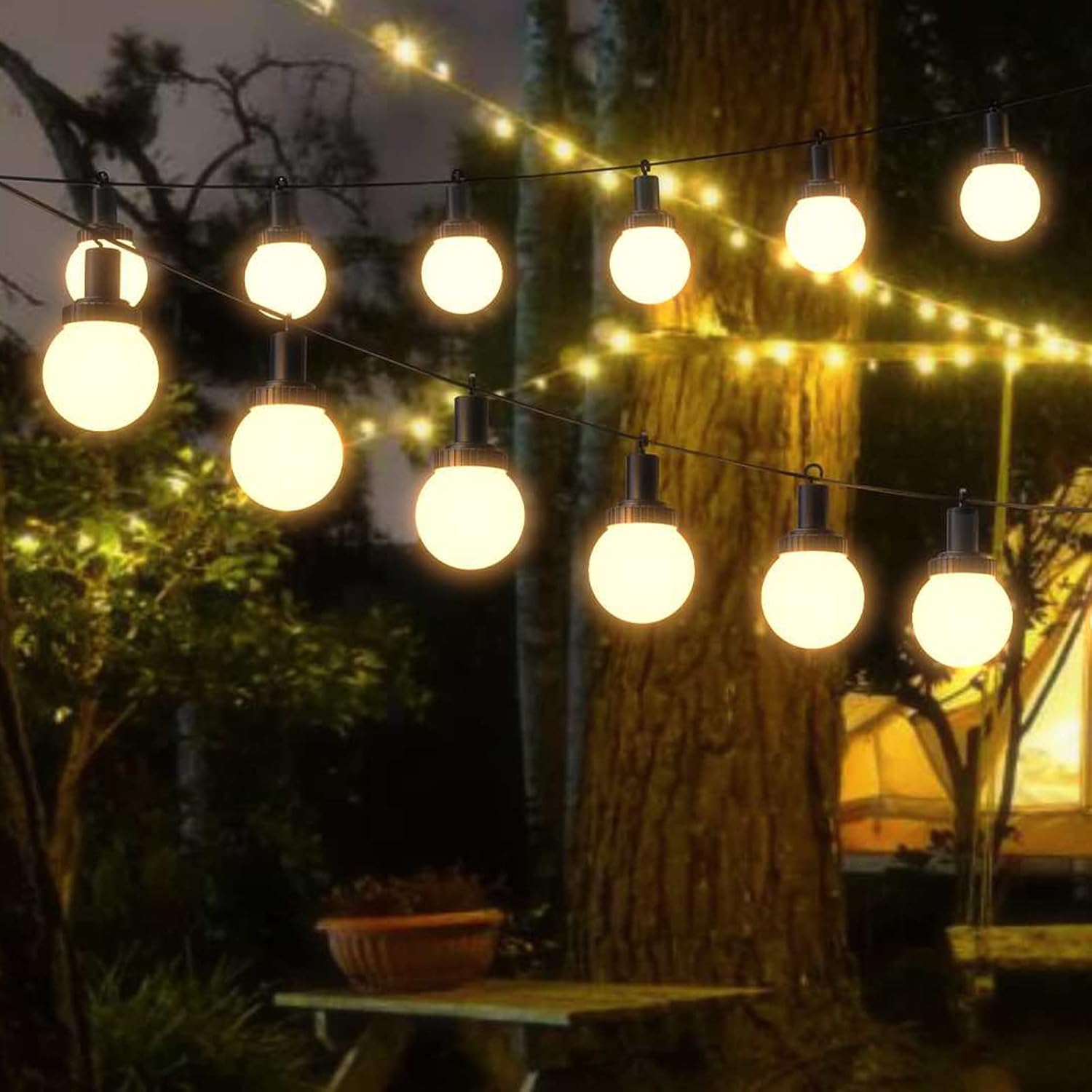 Outdoor Landscape Lighting LED 12V Low Voltage SL104 3800K Warm White LED Low Voltage Bistro Indoor String Lights 34 FT 12pcs 12V 0.5W G30 LED Bulbs No Hanging Kit