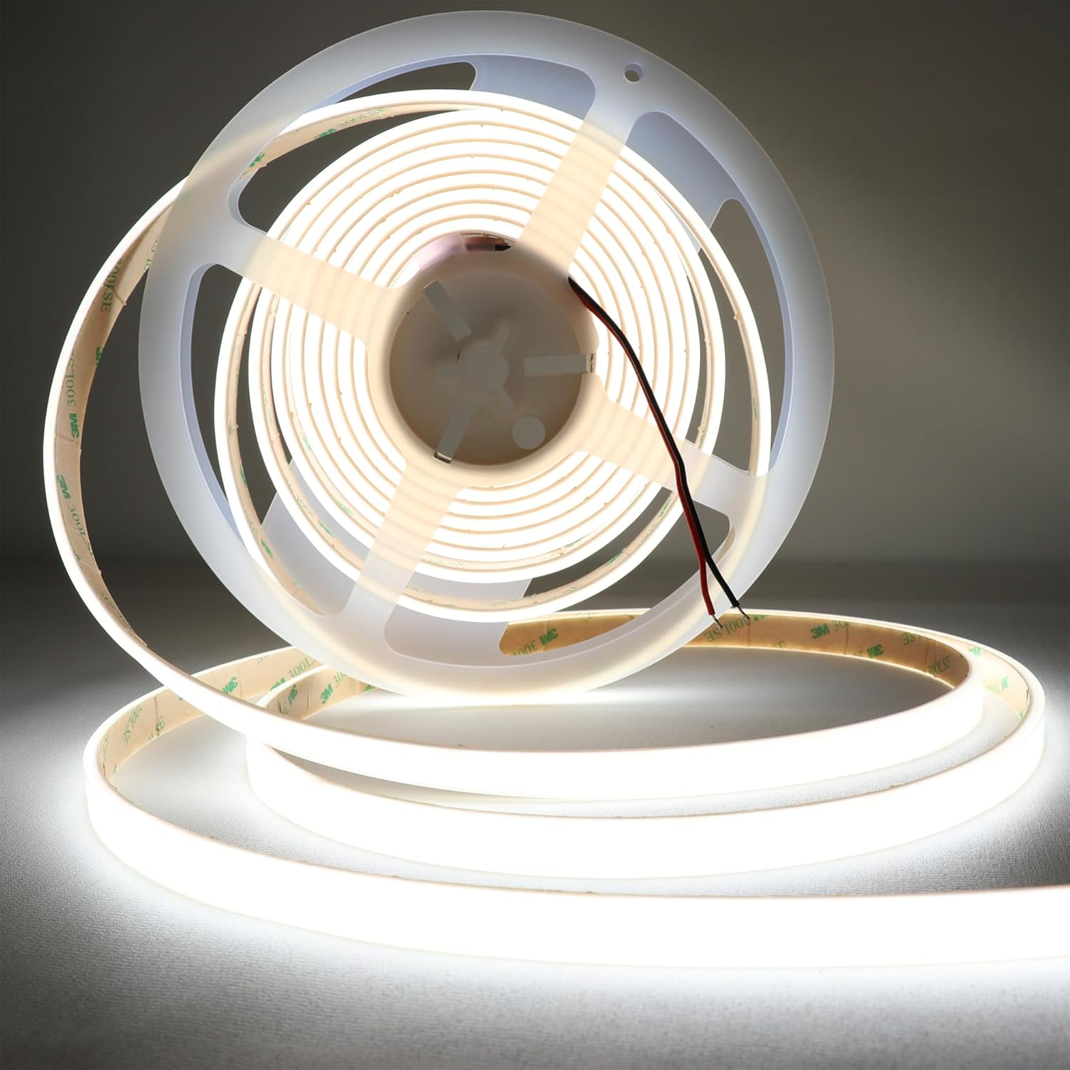 SLD25 Dotless Linear LED Dimmable, 6000K Cool White 4.27W/ft 16.4ft COB Strip Lights IP67 Waterproof Low Voltage 12mm DC12V/24V Diffused Tape Light