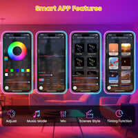 SLNR08 Dotless COB Smart Bluetooth RGB-IC Neon LED Strip Light DC24V IP67 Outdoor Rated Dimmable Low Voltage Silicone Strip Light with Mounting Clips, Screws, Power Adapter and Remote Control