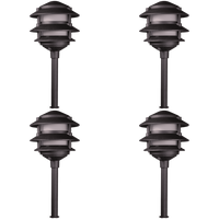 KL302 4x/8x/12x Package 12V AC/DC Aluminum Low Voltage Landscape Lighting 3 Tier Pagoda Path Light 3W 2700K Bulb