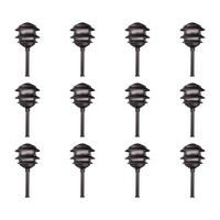 KL302 4x/8x/12x Package 12V AC/DC Aluminum Low Voltage Landscape Lighting 3 Tier Pagoda Path Light 3W 2700K Bulb