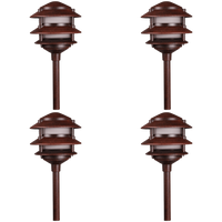 KL302 4x/8x/12x Package 12V AC/DC Aluminum Low Voltage Landscape Lighting 3 Tier Pagoda Path Light 3W 2700K Bulb