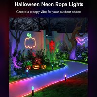 SLNR06 Dotless COB Smart Wi-Fi RGBAICW 1.45W/ft Neon LED Strip Light DC24V IP65 Outdoor Rated Dimmable Low Voltage Silicone Strip Light with Mounting Clips, Screws, Power Adapter and Remote Control