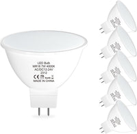 MR16 6-Pack 5W/7W 120° Flood Beam Angle  12V-24V Low Voltage LED Bulbs Package  Energy Saving Waterproof Light CE & RoHS Certified