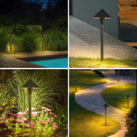 CDPAL04 Ombrello Ondulato LED Landscape 3CCT Pathway Lights, 3000K/4000K/5000K, 5W 12-24V AC/DC Low Voltage Oil-Rubbed Bronze Hexagonal Outdoor Landscape Lighting