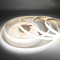 SLD25 Dotless Linear LED Dimmable, 6000K Cool White 4.27W/ft 16.4ft COB Strip Lights IP67 Waterproof Low Voltage 12mm DC12V/24V Diffused Tape Light