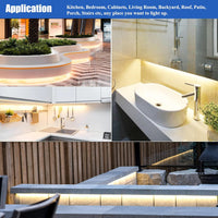 SL15 Ultra Bright Single-Color 3000K/4000K/5000K LED Dimmable Strip Light, 7.31W/ft 16.4ft SMD 2835 Strip Lights IP65 Waterproof Low Voltage 10mm DC24V Super Bright Tape Light